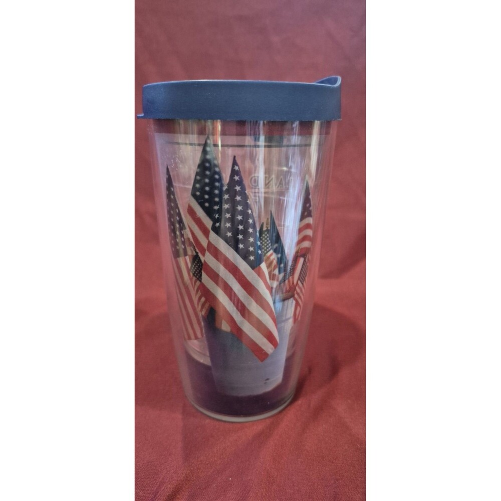 Tervis Tumbler 16 oz American Flag Patriotic Insulated Travel Mug Blue Lid USA